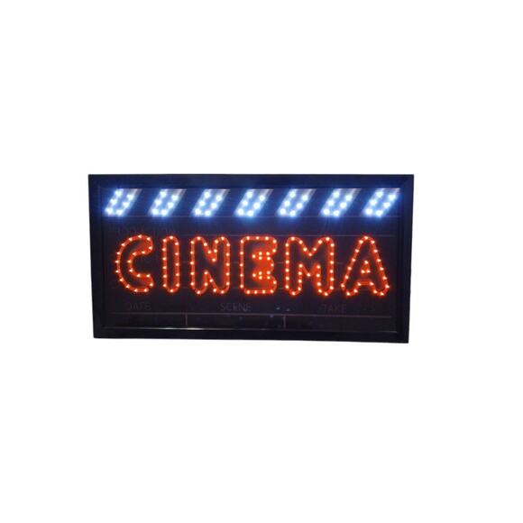 CINEMA LIGHT Sign 19" FLaSHing LED Hang Wall Home Movie Theatre WORKS Electric - Picture 1 of 12